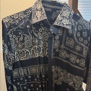 Etro Dark Black Floral Pattern Shirt